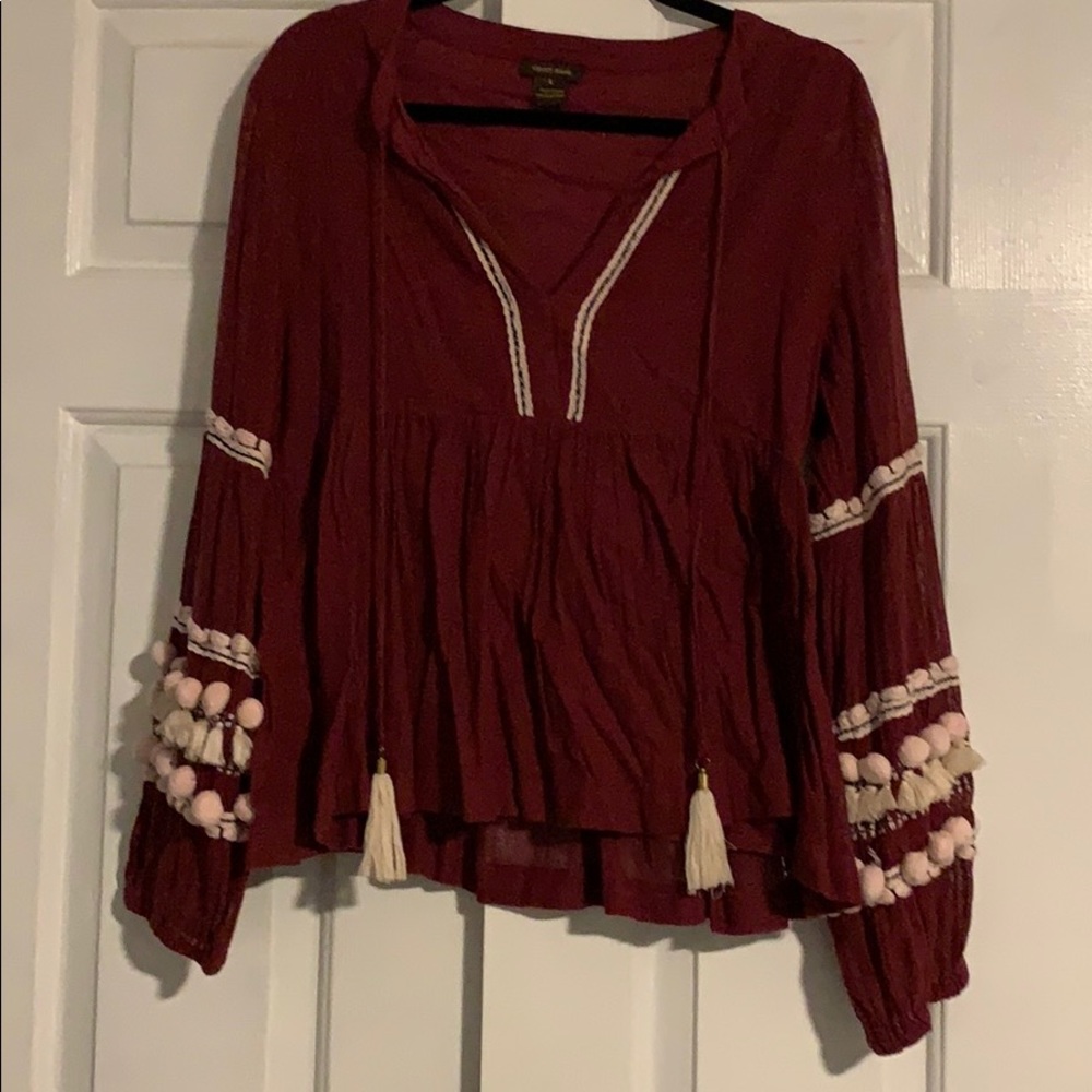 Anthropologie boho bell sleeve top